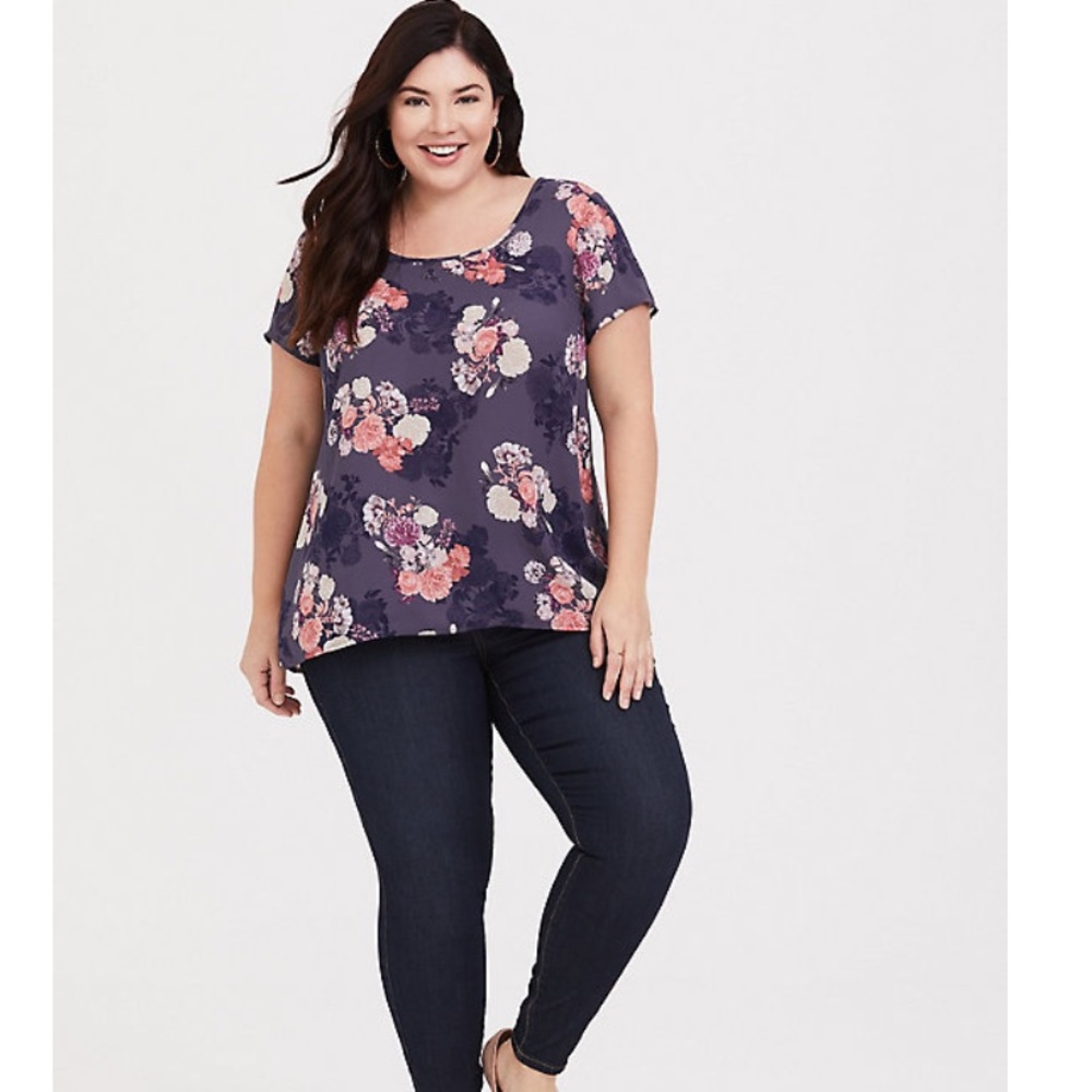 Torrid Floral Hi-Lo Georgette Blouse